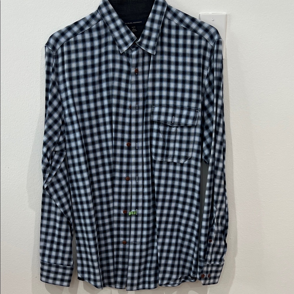Banana Republic Blue and Black Check Button-Down Shirt